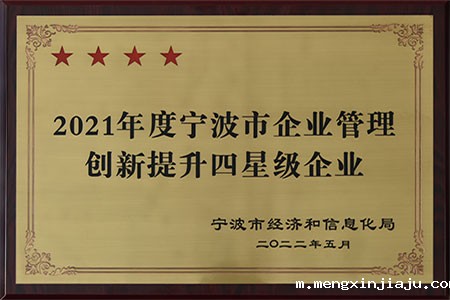 宁波市企业管理创新提升四星级企业